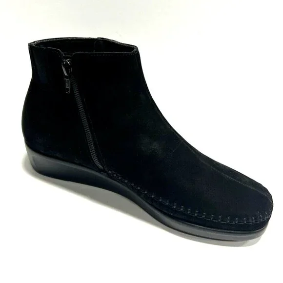 SAS Women's Jade Ankle Bootie Black Suede, Size 7.5 M